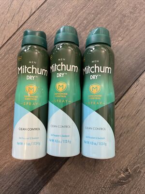 3x Mitchum Men Dry Clean Control Antiperspirant Deodorant Spray Advanced 4 oz