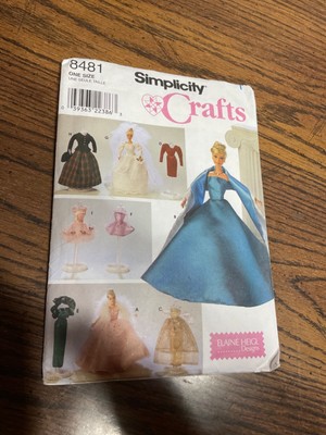 Simplicity Crafts Pattern 8481 11 1/2'' Doll Clothes bride dress after five uncut