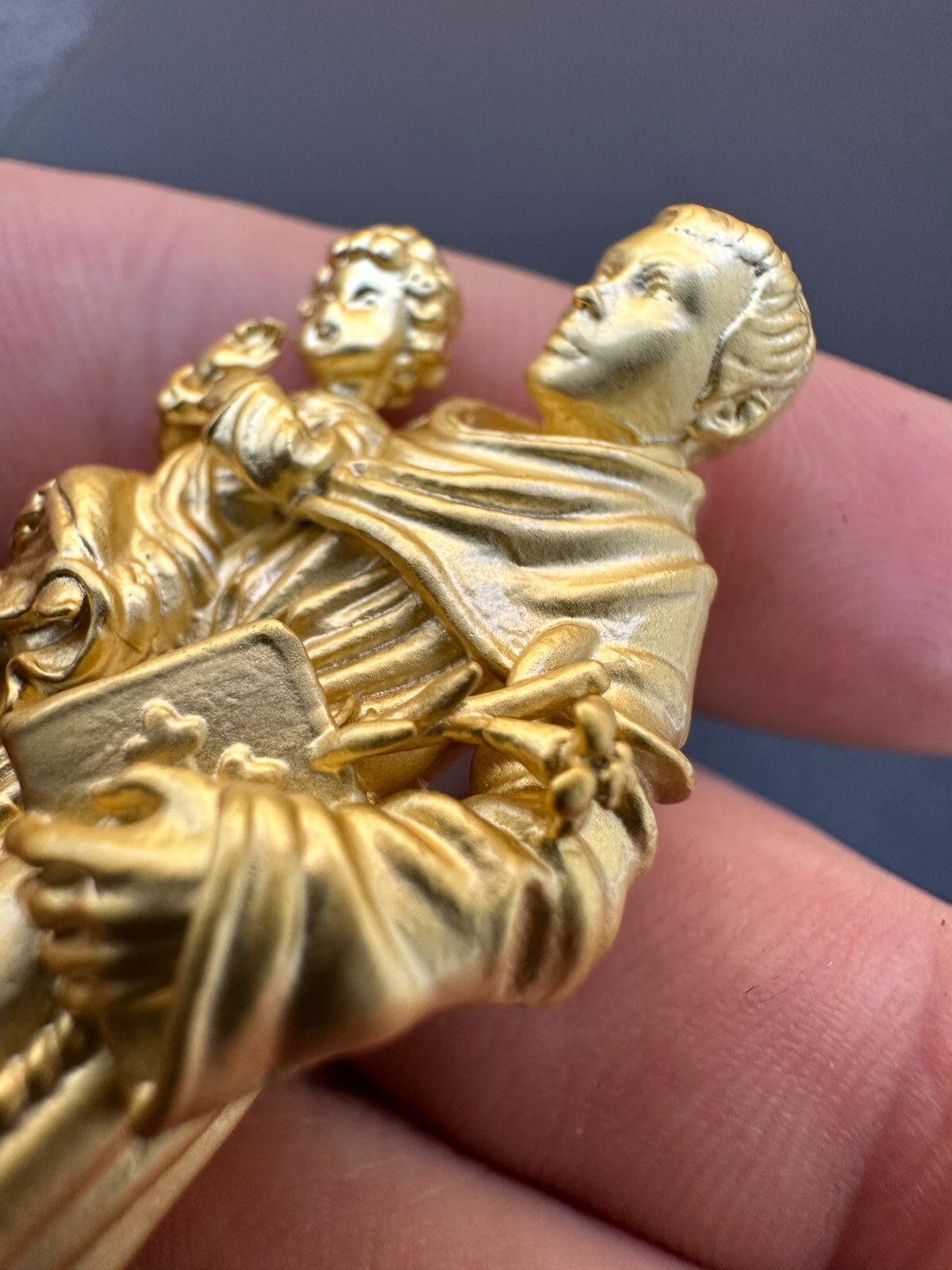 Pre-owned Harlembling Heavy 3d St Joseph W Baby Jesus Real 925 Silver 14k Yellow Gold Pendant Necklace