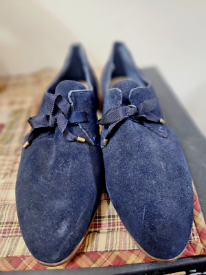 Blue suede flats shop