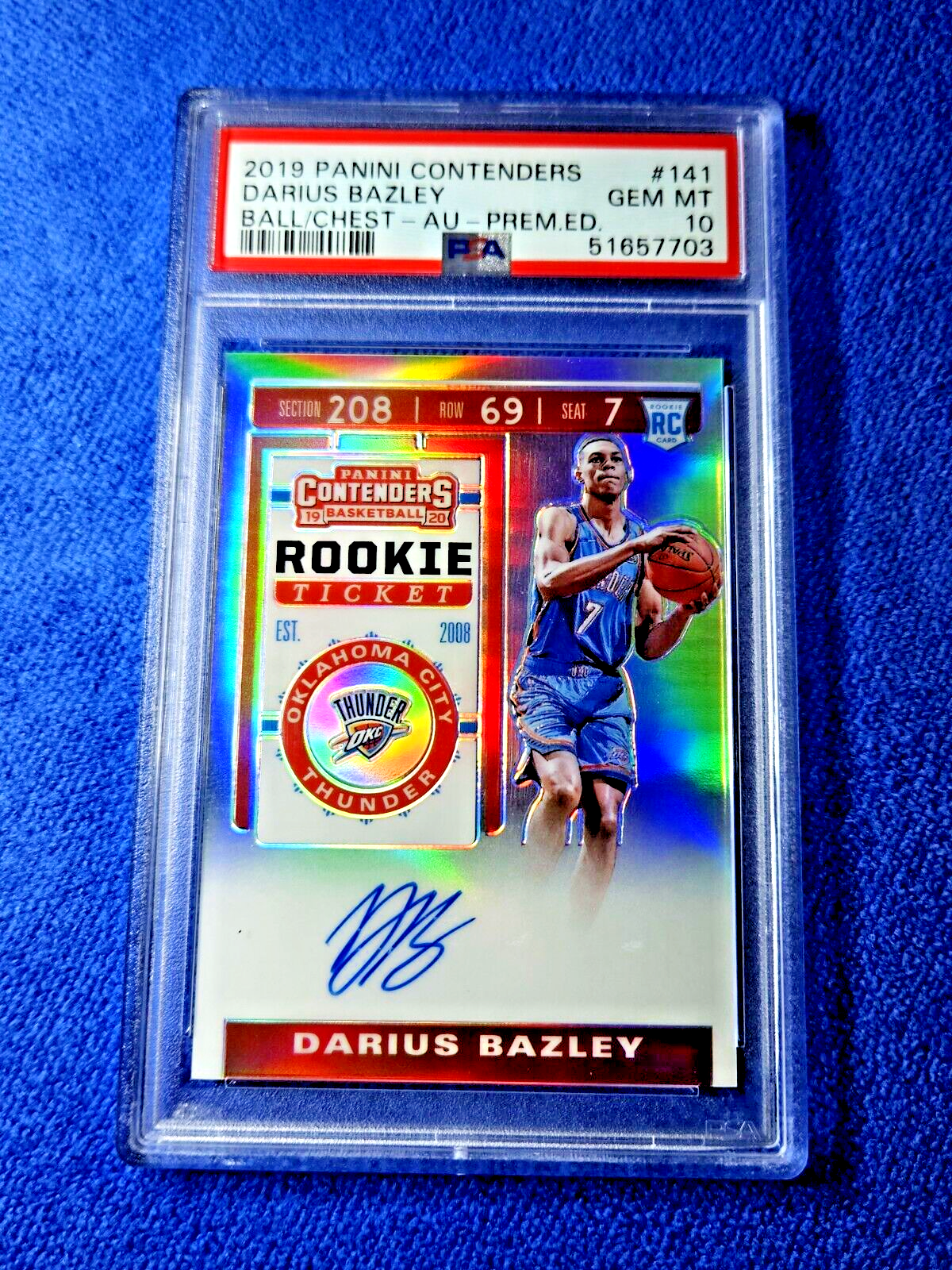2019-20 Darius Bazley Contenders Rookie Ticket Auto Premium