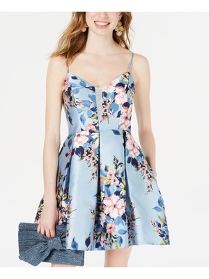 

TEEZE ME Женское светло-синее короткое платье на тонких бретельках + расклешенное платье для юниоров 13\14, Light blue