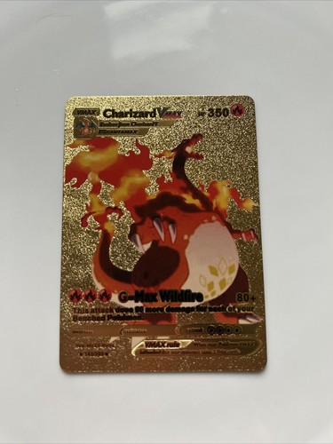 Pokemon Gold Foil Card Charizard VMAX 143/293 Mint Condition