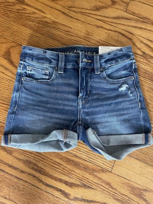 NEW WITH TAG American Eagle The Dream Shorts Womens 00 Midi Denim Stretch