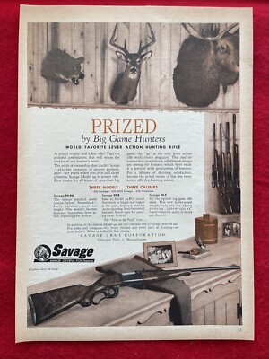 Vintage 1955 Print Ad Savage Stevens Model 99 High Power Rifle Big Game