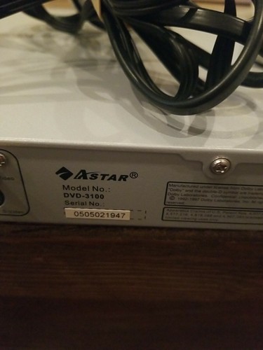 Astar DVD-3100 dvd Player W/ Remote And Cords