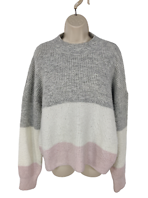 WOMENS TOPSHOP UK SMALL S GREY MULTI OVERSIZE KNIT MOCK NECK BOXY