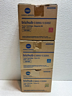 Genuine Konica Minolta Bizhub C3350 C3850 Color Toner Set TNP48M TNP48C TNP48Y