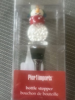 Pier 1 Imports Snowman Wine Spirits Bottle Stopper 5.5" Holiday Christmas New