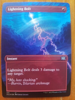 Lightning Bolt 2X2 361 Borderless Foil Rare Double Masters NM MTG
