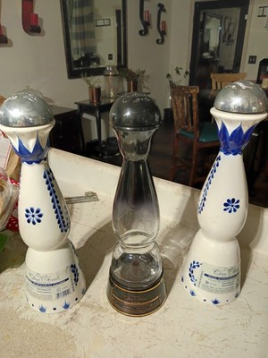 CLASE AZUL GOLD AND (2) CLASE AZUL REPOSADO EMPTY BOTTLES 750ML HANDMADE MEXICO 