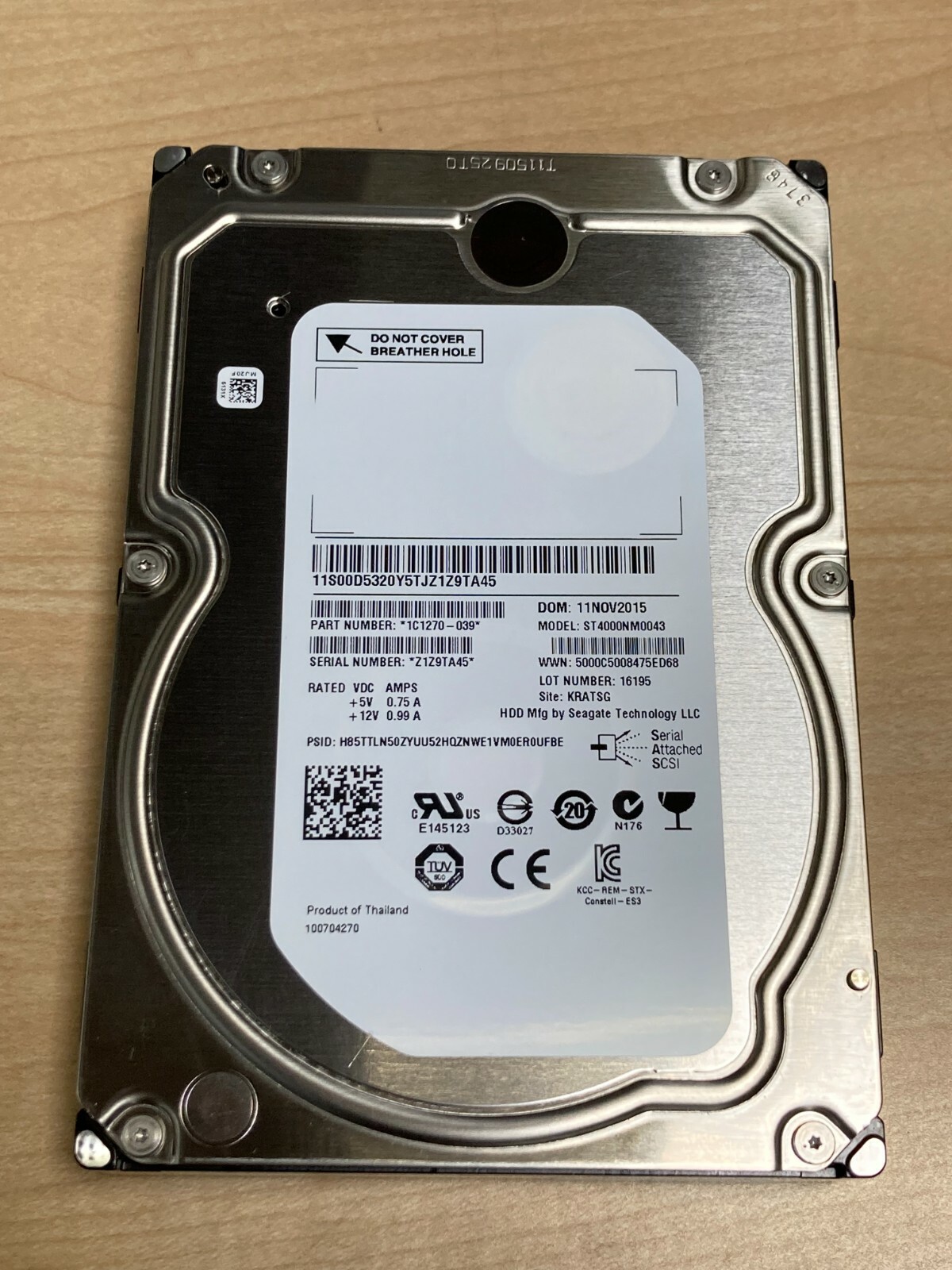 Seagate ES.3 ST4000NM0043 4TB 128MB Cache SAS 3.5" Internal HDD Dell Hp IBM HDD