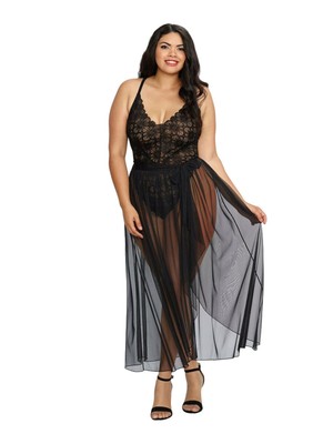 

DREAM GIRL Intimates Черная сетчатая юбка с запахом Glamour Plus, Черный