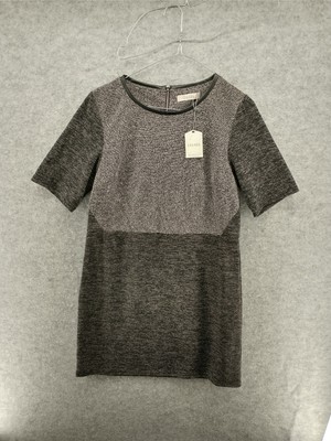 Oasis Dress Womens Medium M Grey Mix Shift Short SS Round Neck Viscose Blend NWT