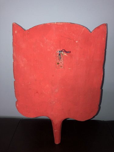 Oriental Chinese Wood Hand Carved Painted Wall Hanging Face Mask Decor w/handle