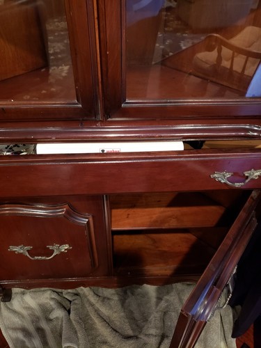 Antique Mahogany Matching set of 2 Corner Curio Cabinets