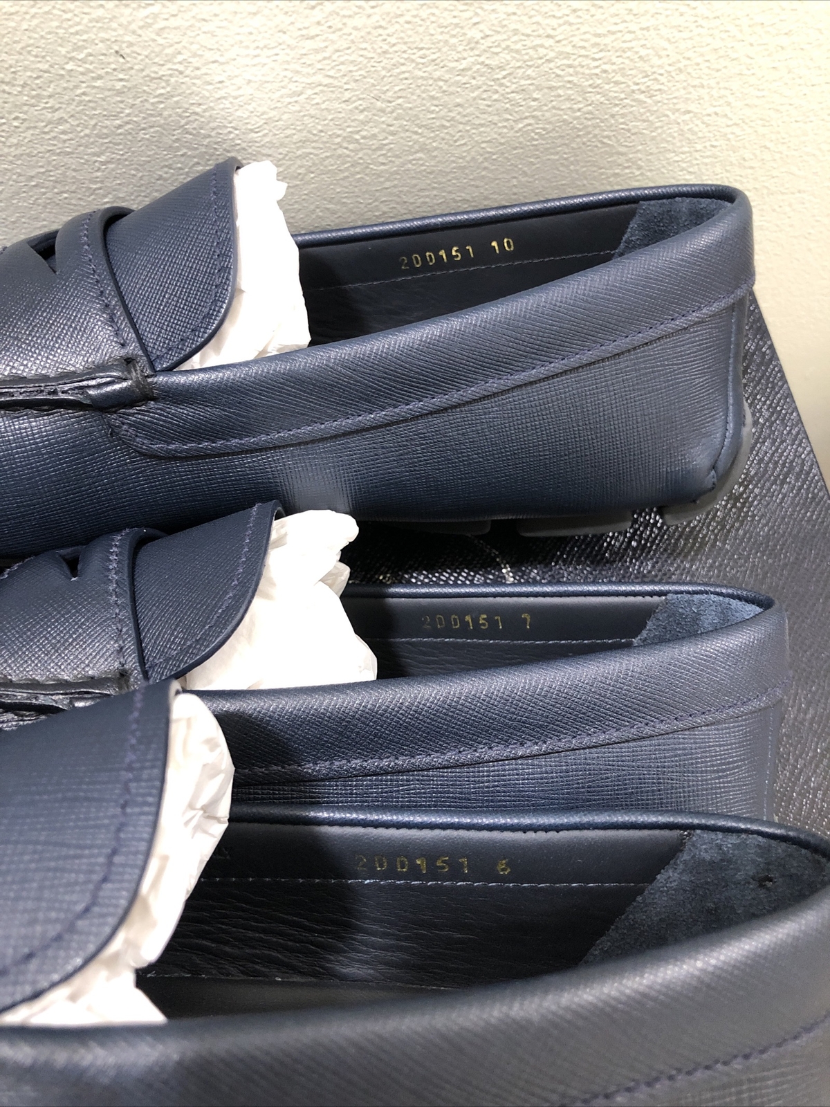 Pre-owned Prada Saffiano Navy Blue Leather Loafers 2dd151