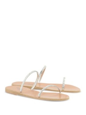 ДРЕВНЕГРЕЧЕСКИЕ САНДАЛИИ Женские серебристые Saita Slip On Кожаные сандалии-слайдеры Обувь 36