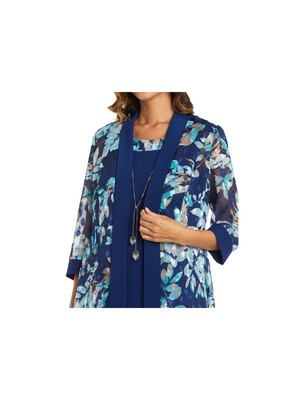 

R-M RICHARDS PETITE Женский темно-синий кардиган с открытым передом и рукавами 3/4 Petites, Navy