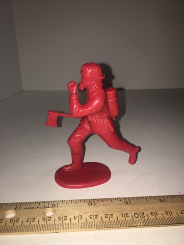 4” Tall Plastic Red Fire Man Toy