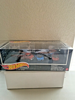 Hot Wheels Premium Carry On '16 Bugatti Chiron, Koenigsegg Agera R, McLaren C40
