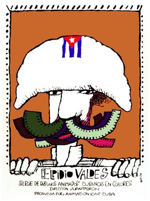 8487.Elpidio valdes.drawings.man with flag on hat.POSTER.movie decor Cuban art