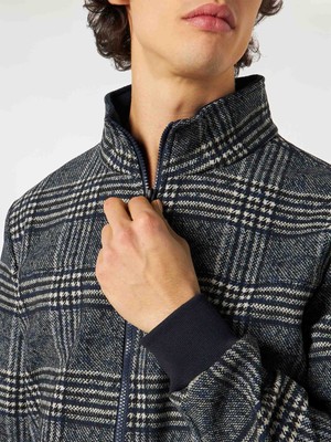 Pre-owned Mc2 Saint Barth Man Mid-weight Prince Of Wales Bomber Jacket In Blue