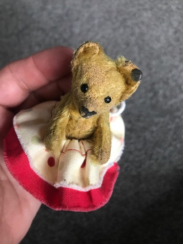 RARE ANTIQUE Circa 1910 Steiff 3.5” Miniature Brown  BEAR FF BUTTON LOOK NICE NR