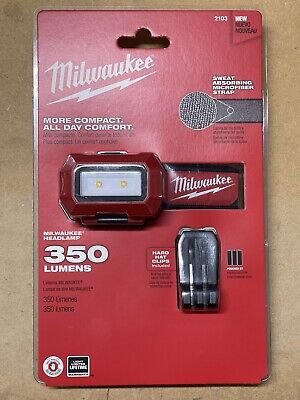 Milwaukee 2103 LED Headlamp Flash Light 350 Lumens More Compact All Day Comfort