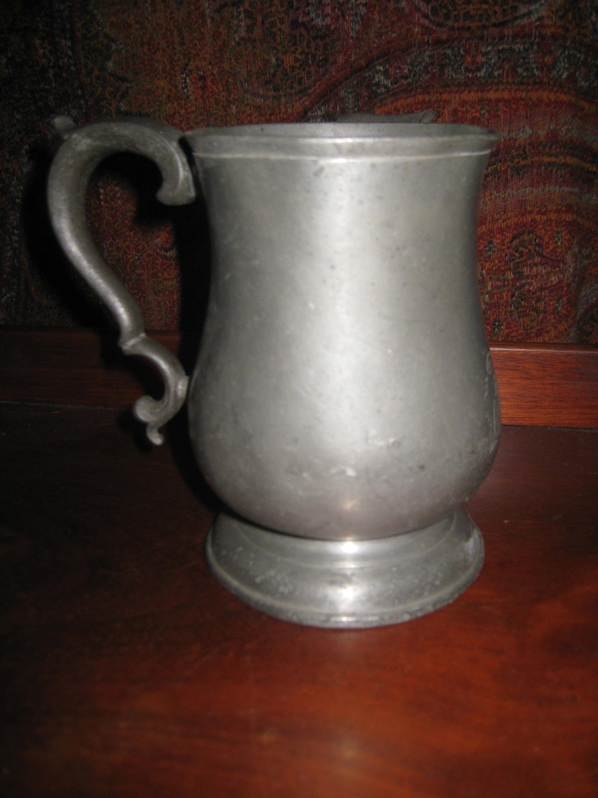 ANTIQUE PEWTER TANKARD SIDE SPOUT H & S LONDON RAILWAY HOTEL MARK  c 1800's