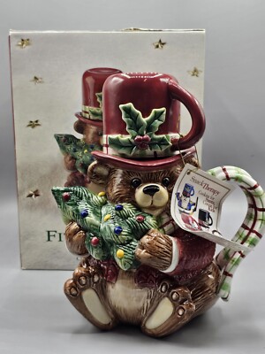 Fitz And Floyd ''Teddy'' Snack Therapy Cocoa Set / Tea For One - New!