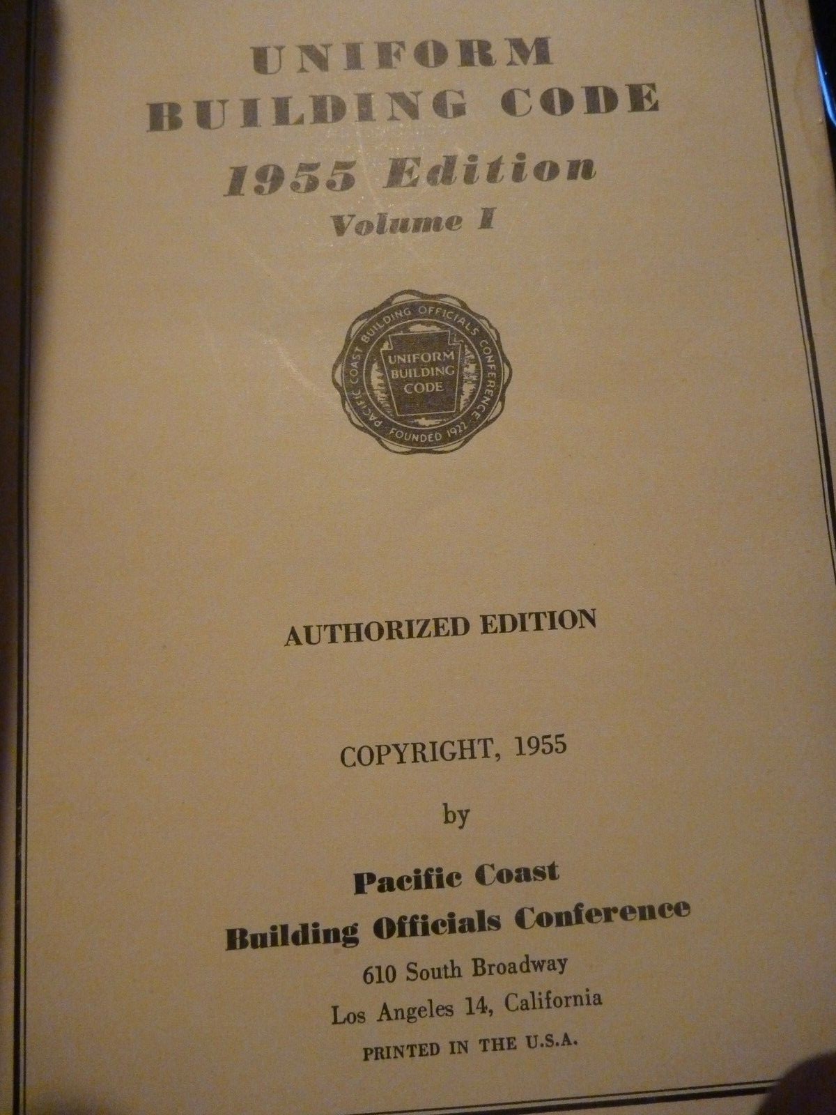 Uniform Building Code 1955 Edition ASBESTOS Roofing & Ducts Proscenium Curtains