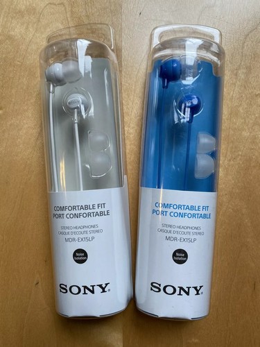 Two pack Sony MDR EX15LP noise isolation earbuds Blue White eBay