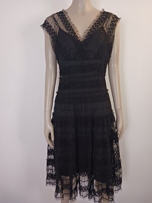 Max Studio Summer Dress Womens S Black White Sleeveless Attached Sheath Lining