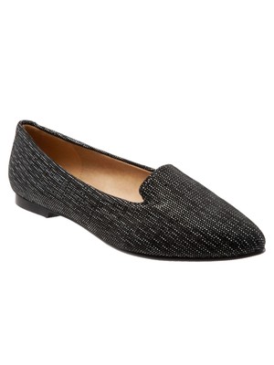 

Женские черные кожаные лоферы без шнуровки TROTTERS Harlowe Almond  с дезинфицирующим средством, Черный, T1707-010