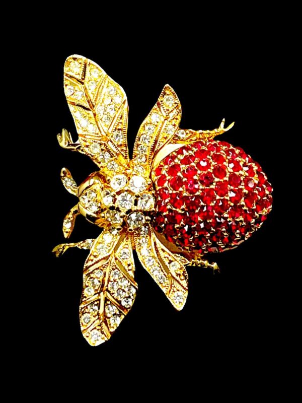 CINER GOLD PLATED CRYSTAL & RUBY RED RHINESTONE 100 CINER GOLD PLATED CRYSTAL & RUBY RED RHINESTONE 100
