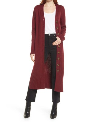 

VINCE CAMUTO Женский темно-бордовый вязаный кардиган с вентиляцией и пуговицами на пуговицах, Maroon