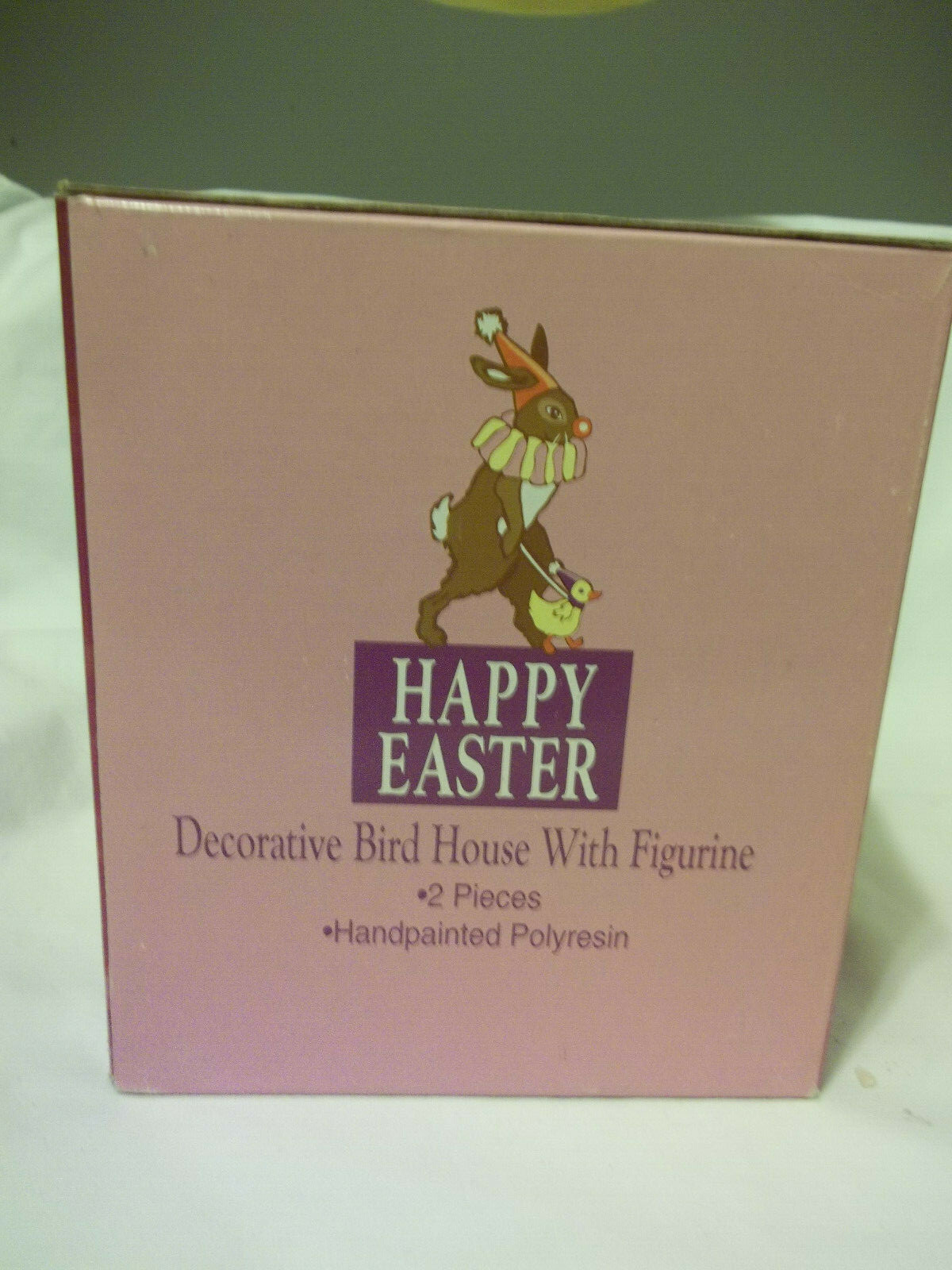 Happy Easter Decorative Bird House  Handpainted Polyresin Preowned but not used
