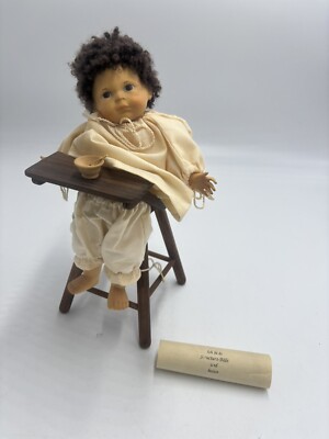 Swiss Ein Geschenk Von Structura  Cloth Wood Doll Bubi Baby High Chair Bowl
