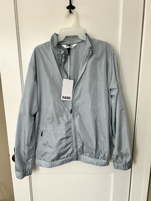 RAINS Unisex Strings Parka Rain Jacket Light Blue Raincoat M New