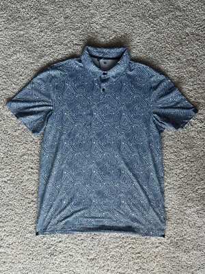 VRST Bunker Lines Mesh Golf Polo Size L Men s NWT Stretch Blue
