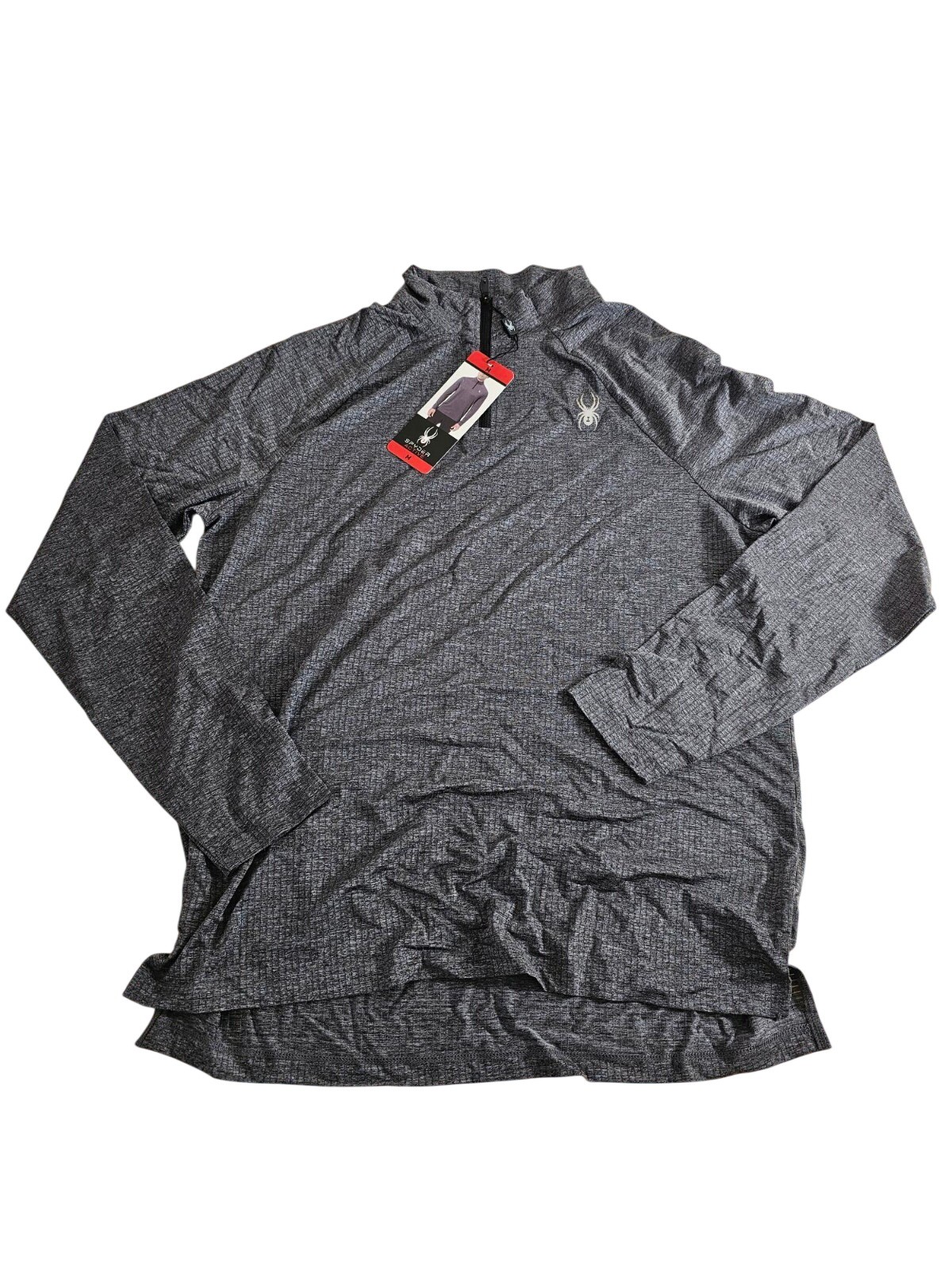 Spyder Active Mens Stretch 1/4 Zip Pullover Long Sleeve Shirt GREY  MD / MEDIUM