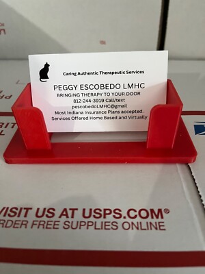 Double sided red Business Card Holder Display Stand Desktop Countertop
