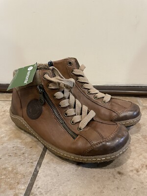 NEW Remonte Chestnut Brown High Top LAC Ankle Boots Booties Women s Size 6 EU 36