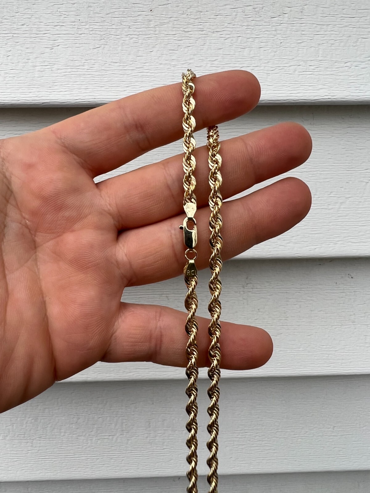 Pre-owned Harlembling Men's Women's Real 14k Yellow Gold Hollow Rope Chain Necklace 1.5mm-4.5mm 16-30"