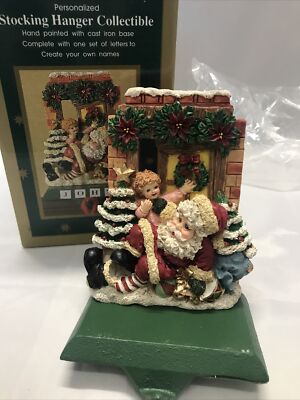 Studio Eluceo Hand Painted Stocking Hanger, Cast Iron Base W/ Sticker Letters