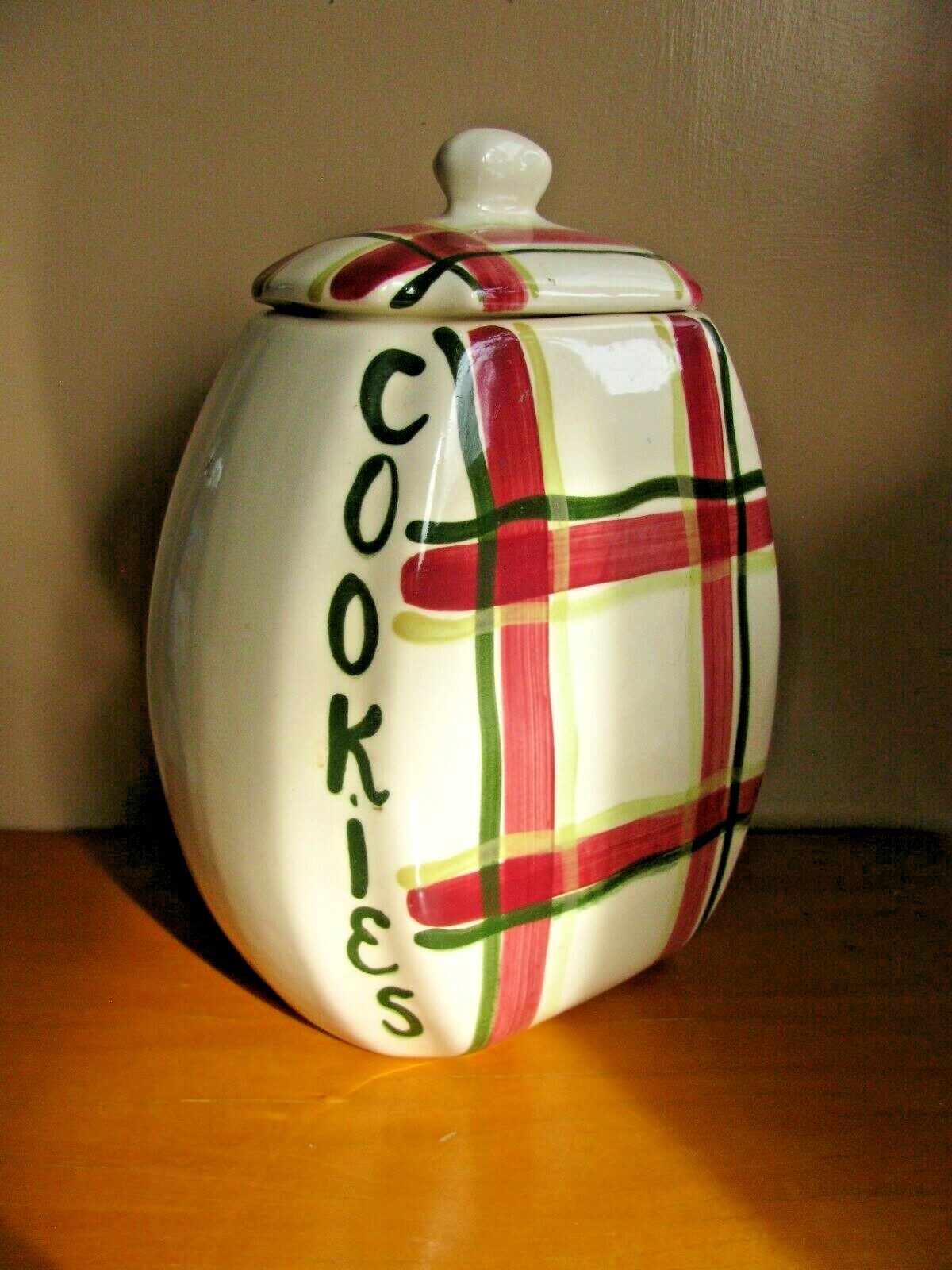 Purinton Pottery USA Slip Ware NORMANDY PLAID Cookie Jar NEAR MINT!