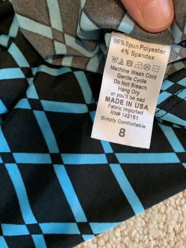 NWOT LuLaRoe Kids Azure Skirt Size 8 Teal Blue Turquoise Black Diamonds Lines