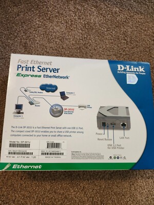 D-Link DP-301U Fast Ethernet Print Server, Wired BRAND NEW Free Shipping