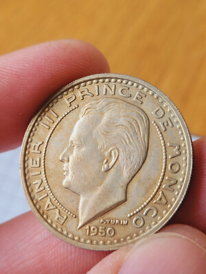 Frankreich, Monaco 100 Francs 1950 Rainer III Ritter auf Pferd (6)